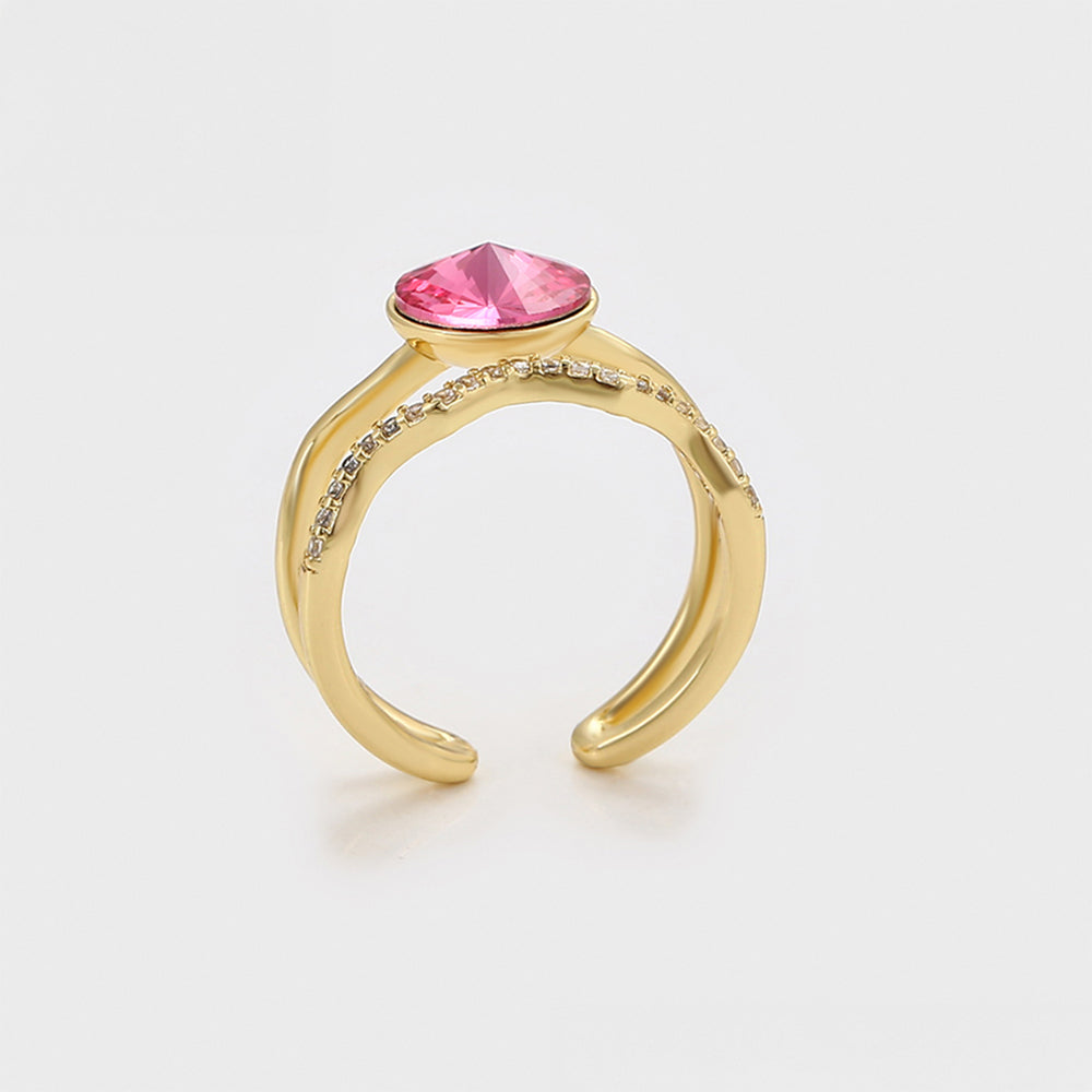 Anillo de Aleación Bañado en Oro con Cristal Emporia® Rojo 4 