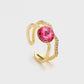 Anillo de Aleación Bañado en Oro con Cristal Emporia® Rojo