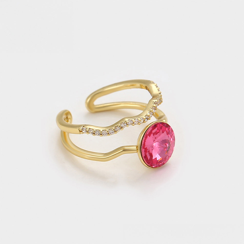 Anillo de Aleación Bañado en Oro con Cristal Emporia® Rojo 6 