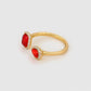 Anillo de Aleación Bañado en Oro con Cristal Emporia® Rojo y Cristal Emporia® Blanco