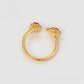 Anillo de Aleación Bañado en Oro con Cristal Emporia® Rojo y Cristal Emporia® Blanco