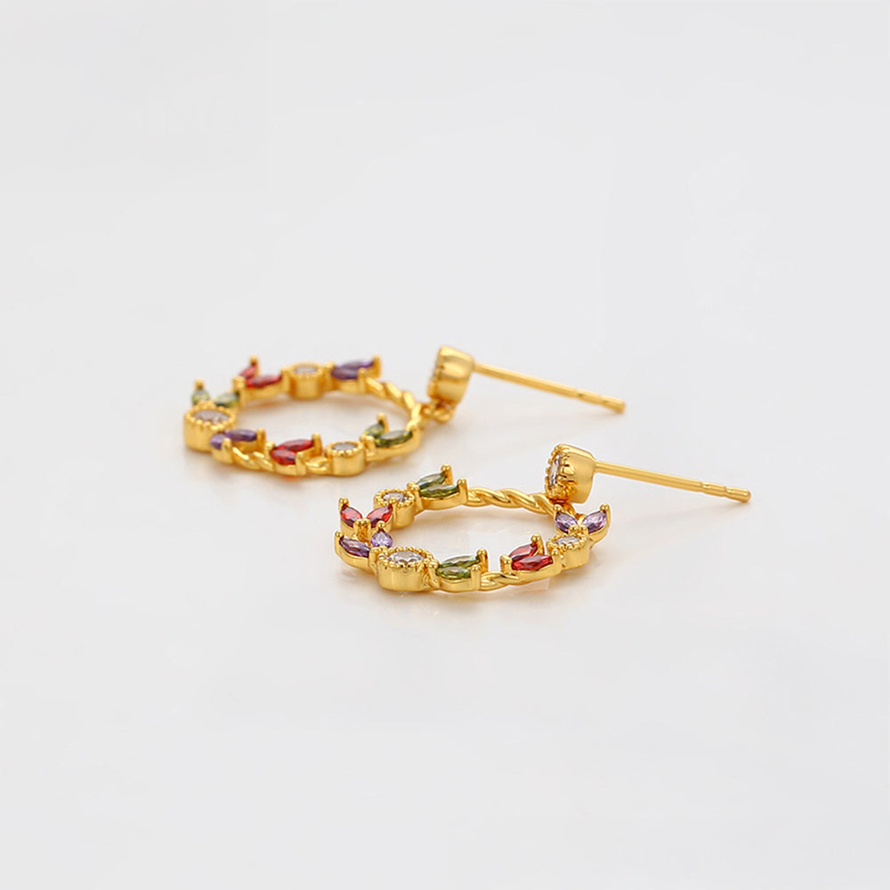 Pendientes de Aleación Bañado en Oro con Cristal Emporia® Rojo y Cristal Emporia® Blanco 4 