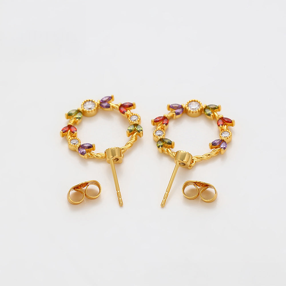 Pendientes de Aleación Bañado en Oro con Cristal Emporia® Rojo y Cristal Emporia® Blanco