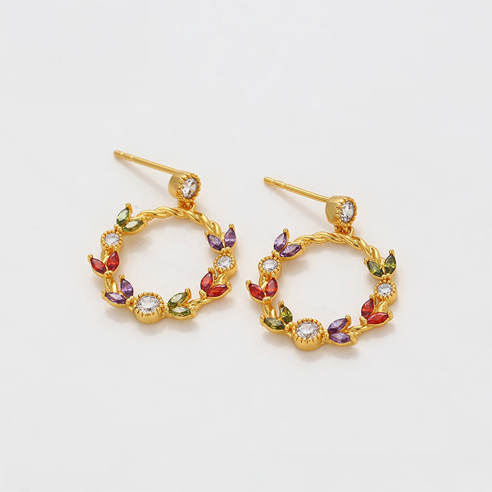 Pendientes de Aleación Bañado en Oro con Cristal Emporia® Rojo y Cristal Emporia® Blanco