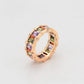 Anillo de Aleación Bañado en Oro con Cristal Emporia® Púrpura y Cristal Emporia® Rosa