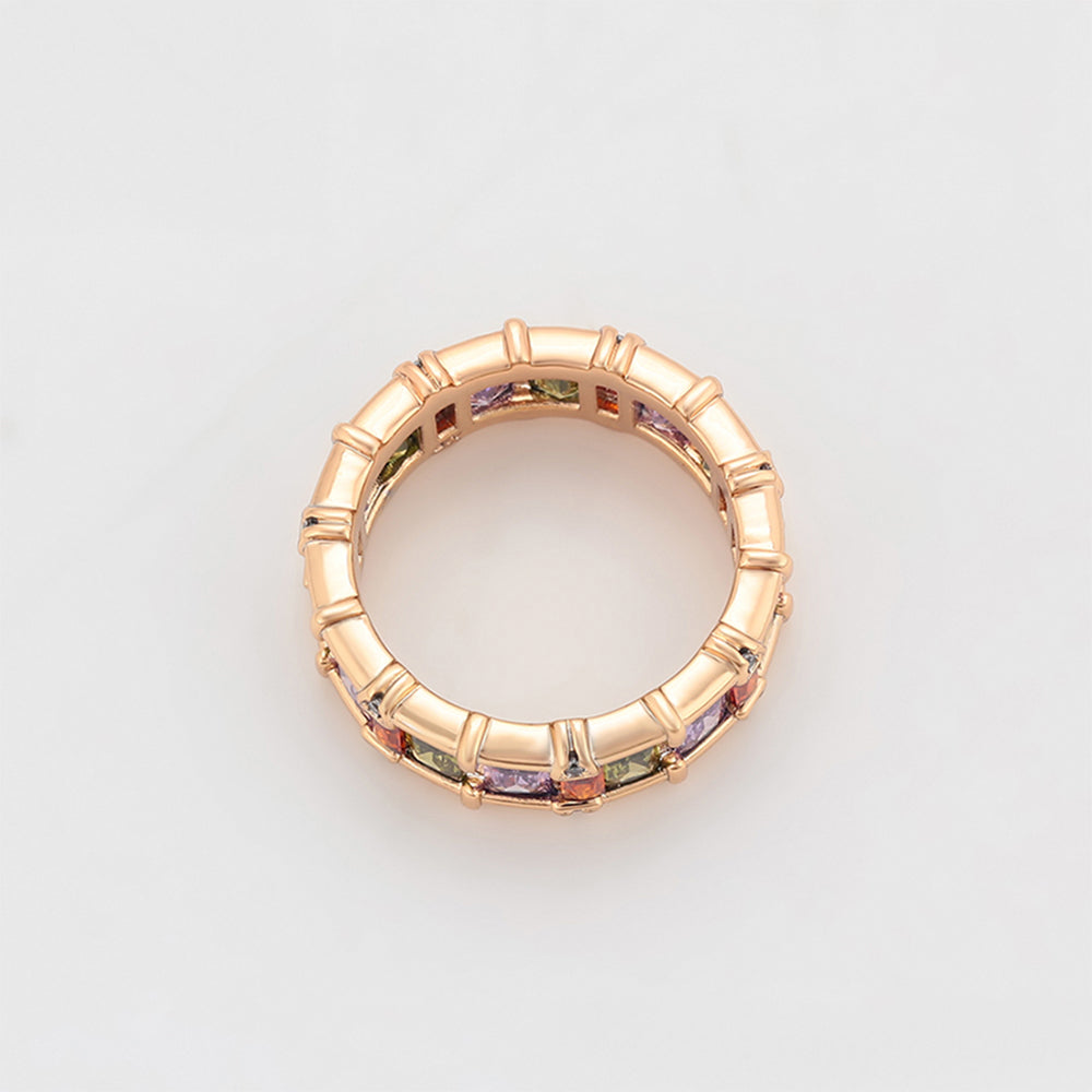 Anillo de Aleación Bañado en Oro con Cristal Emporia® Púrpura y Cristal Emporia® Rosa 7 