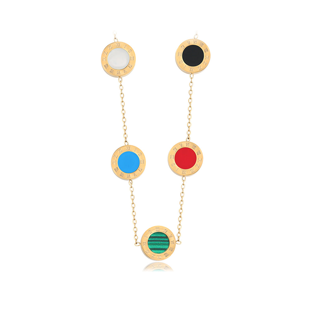 Collar de Aleación Bañado en Oro con Cristal Emporia® Rojo y Cristal Emporia® Azul 2 