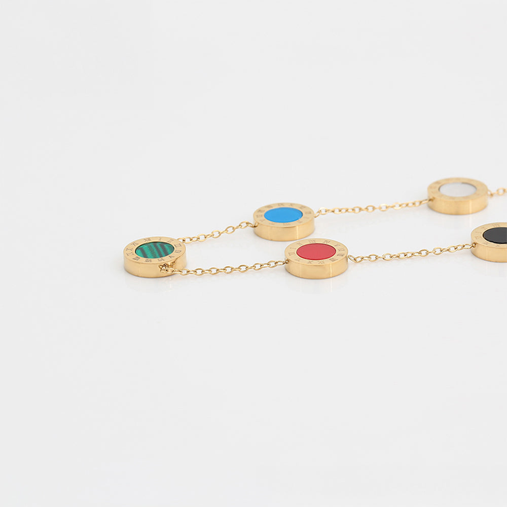 Collar de Aleación Bañado en Oro con Cristal Emporia® Rojo y Cristal Emporia® Azul