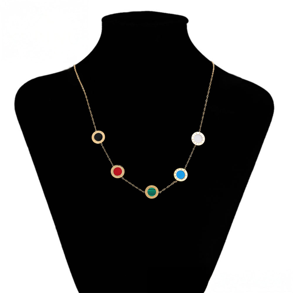 Collar de Aleación Bañado en Oro con Cristal Emporia® Rojo y Cristal Emporia® Azul 8 