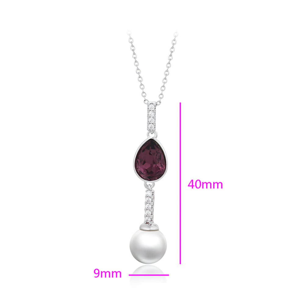 Collar de Aleación Bañado en Oro con Cristal Emporia® Púrpura y Perla de cristal