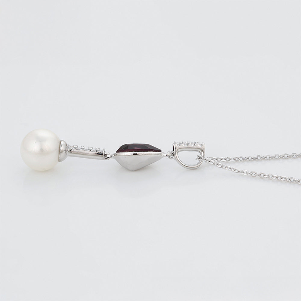 Collar de Aleación Bañado en Oro con Cristal Emporia® Púrpura y Perla de cristal 5 