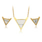 Conjunto de Aleación Bañado en Oro con Cristal Emporia® Blanco ( Collar +Pendientes )