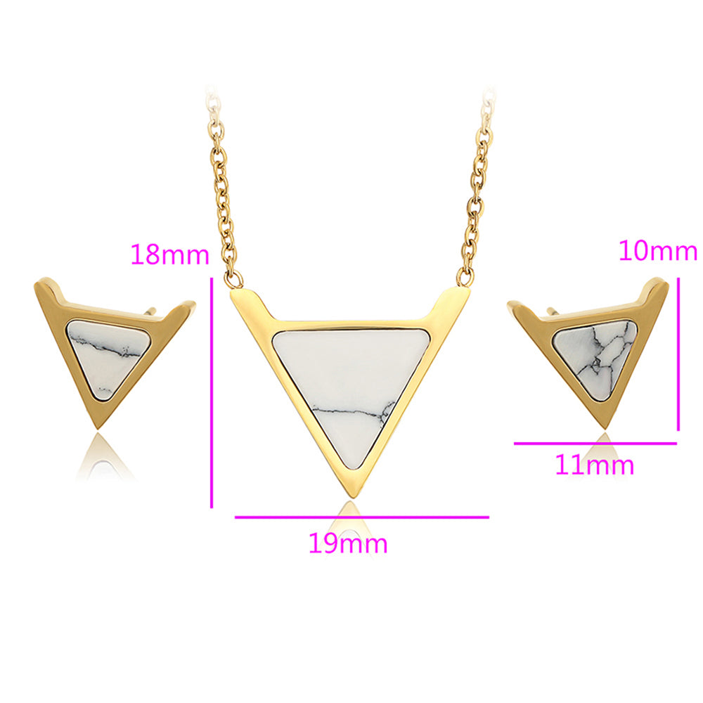 Conjunto de Aleación Bañado en Oro con Cristal Emporia® Blanco ( Collar +Pendientes ) 3 