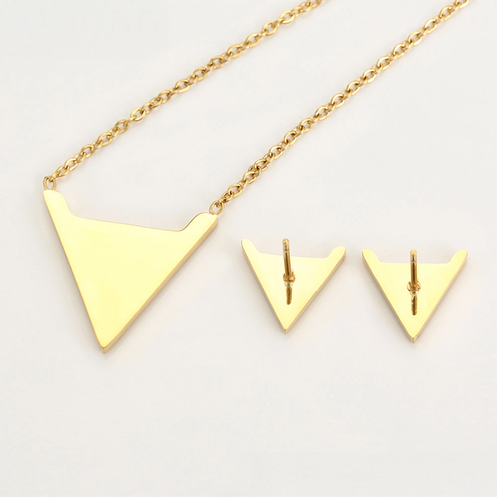 Conjunto de Aleación Bañado en Oro con Cristal Emporia® Blanco ( Collar +Pendientes )