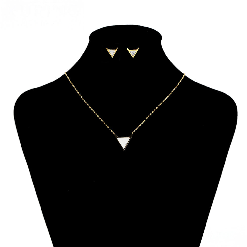 Conjunto de Aleación Bañado en Oro con Cristal Emporia® Blanco ( Collar +Pendientes ) 9 