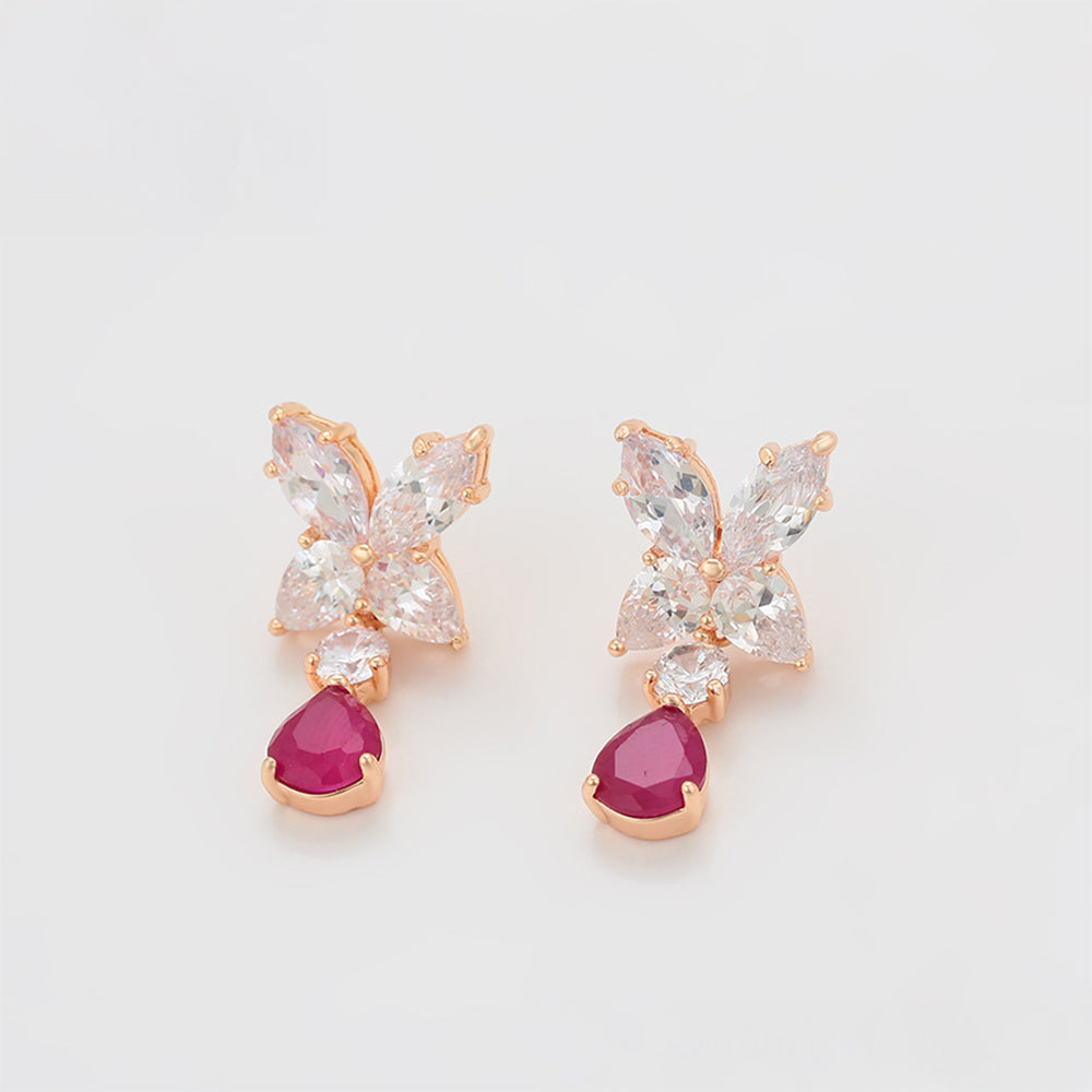 Conjunto de Aleación Bañado en Oro con Cristal Emporia® Rosa y Cristal Emporia® Blanco ( Pendientes +Colgante ) 9 