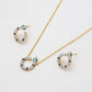 Conjunto de Aleación Bañado en Oro con Cristal Emporia® Verde y Cristal Emporia® Blanco ( Collar +Pendientes )