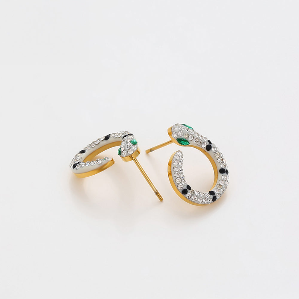 Conjunto de Aleación Bañado en Oro con Cristal Emporia® Verde y Cristal Emporia® Blanco ( Collar +Pendientes )