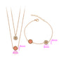 Conjunto de Aleación Bañado en Oro con Cristal Emporia® Rosa y Cristal Emporia® Blanco ( Collar +Pulsera )