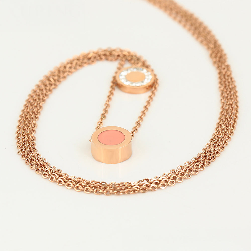 Conjunto de Aleación Bañado en Oro con Cristal Emporia® Rosa y Cristal Emporia® Blanco ( Collar +Pulsera )