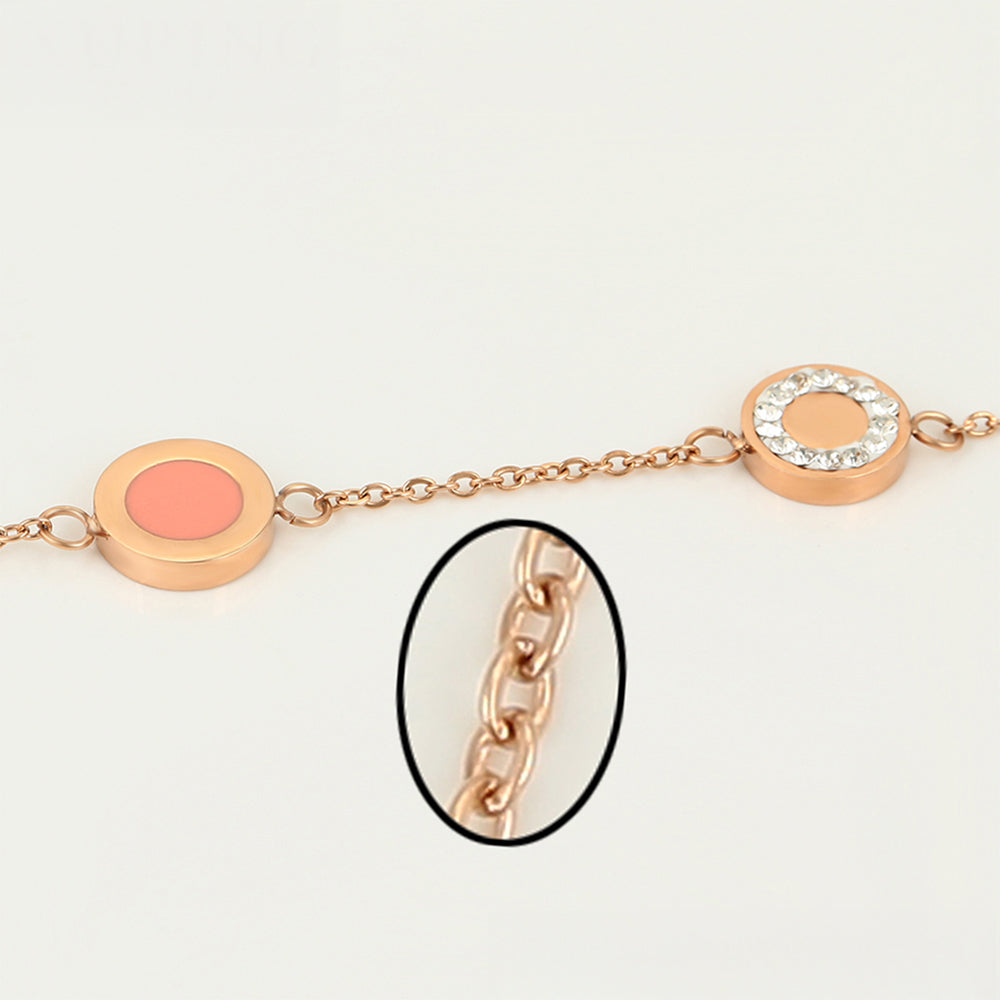 Conjunto de Aleación Bañado en Oro con Cristal Emporia® Rosa y Cristal Emporia® Blanco ( Collar +Pulsera ) 6 