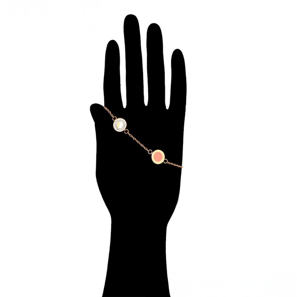 Conjunto de Aleación Bañado en Oro con Cristal Emporia® Rosa y Cristal Emporia® Blanco ( Collar +Pulsera )