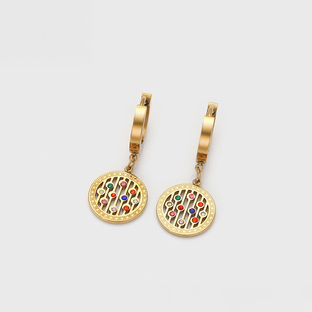 Conjunto de Aleación Bañado en Oro con Cristal Emporia® Rojo y Cristal Emporia® Azul ( Collar +Pendientes +Pulsera +Colgante ) 13 