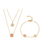 Conjunto de Aleación Bañado en Oro con Cristal Emporia® Rosa y Cristal Emporia® Blanco ( Collar +Pulsera )