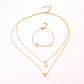 Conjunto de Aleación Bañado en Oro con Cristal Emporia® Rosa y Cristal Emporia® Blanco ( Collar +Pulsera )