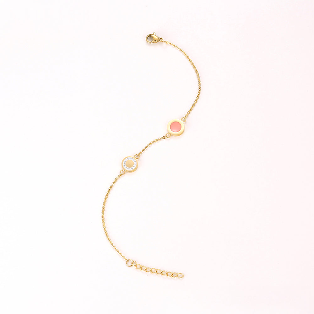 Conjunto de Aleación Bañado en Oro con Cristal Emporia® Rosa y Cristal Emporia® Blanco ( Collar +Pulsera )