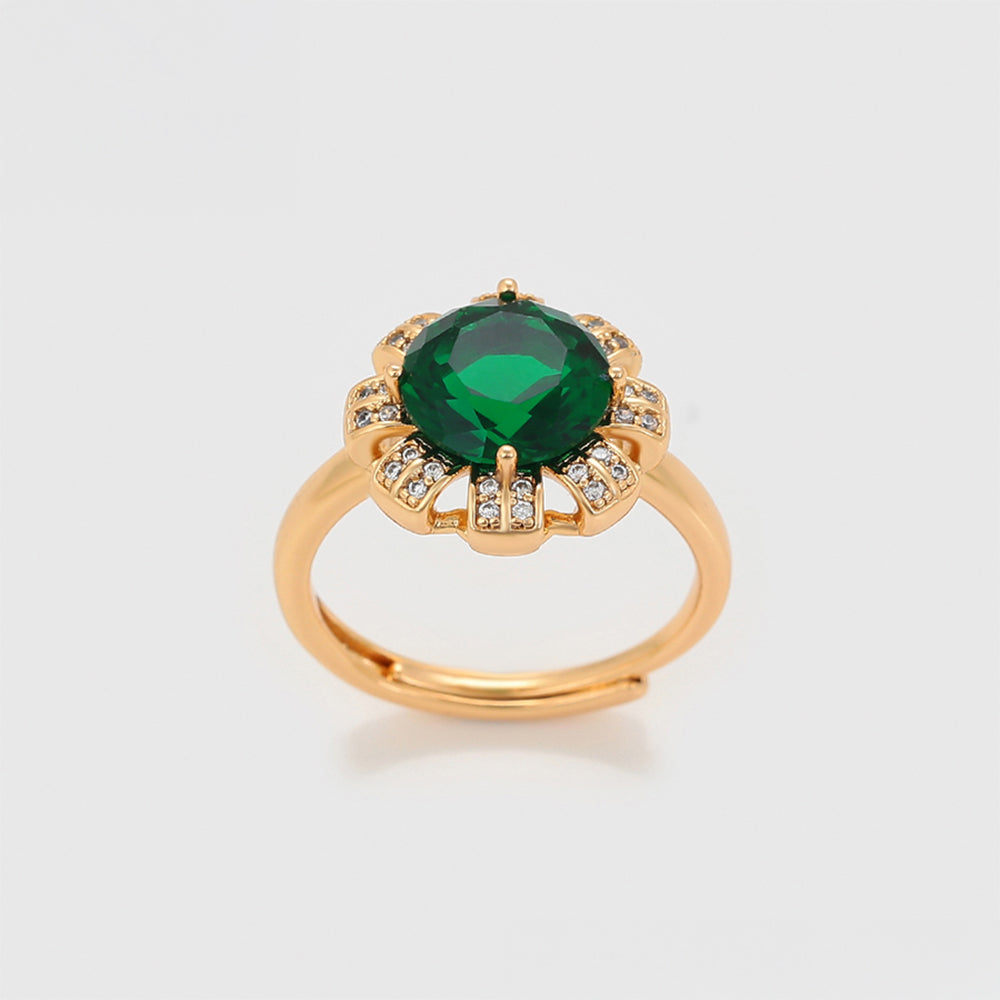 Conjunto de Aleación Bañado en Oro con Cristal Emporia® Verde y Perla de cristal ( Pendientes +Anillo +Colgante )