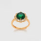 Conjunto de Aleación Bañado en Oro con Cristal Emporia® Verde y Perla de cristal ( Pendientes +Anillo +Colgante )