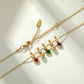 Collar de Aleación Bañado en Oro con Cristal Emporia® Verde y Cristal Emporia® Rojo