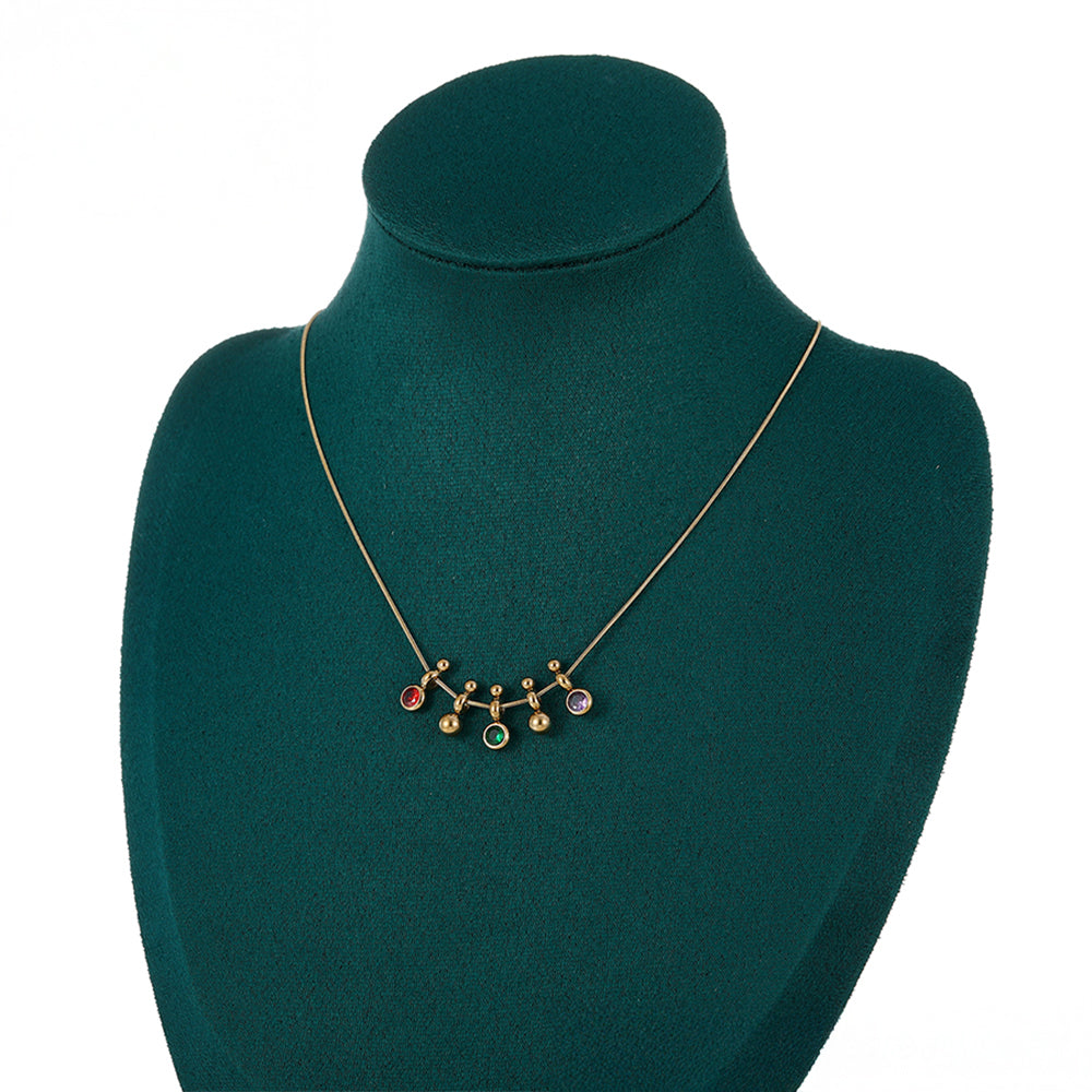 Collar de Aleación Bañado en Oro con Cristal Emporia® Verde y Cristal Emporia® Rojo
