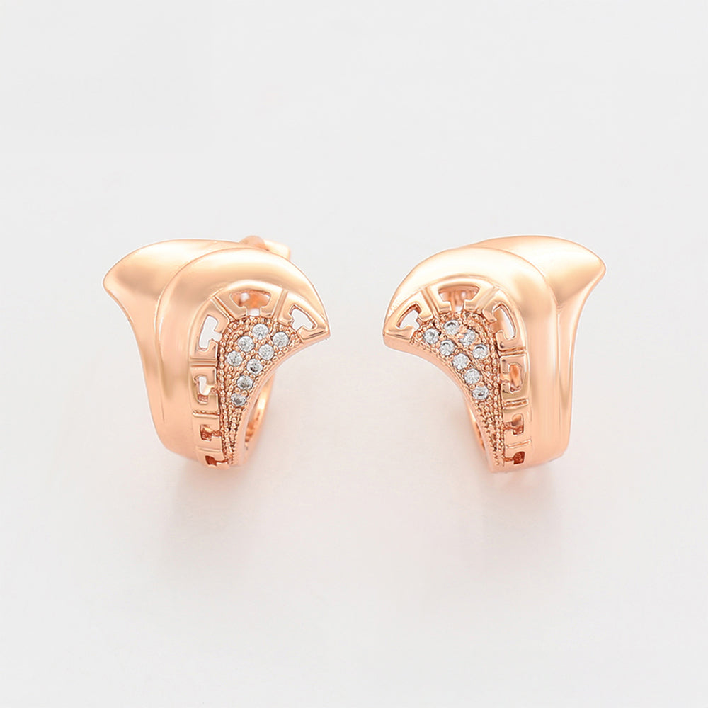 Conjunto de Aleación Bañado en Oro con Cristal Emporia® Blanco ( Pendientes +Anillo )