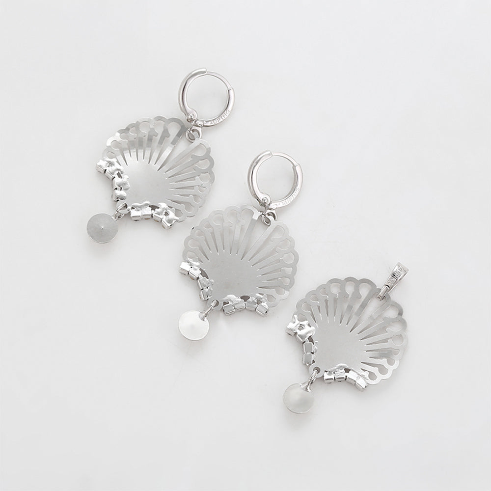 Conjunto de Aleación Bañado en Oro con Cristal Emporia® Blanco ( Pendientes +Colgante ) 2 