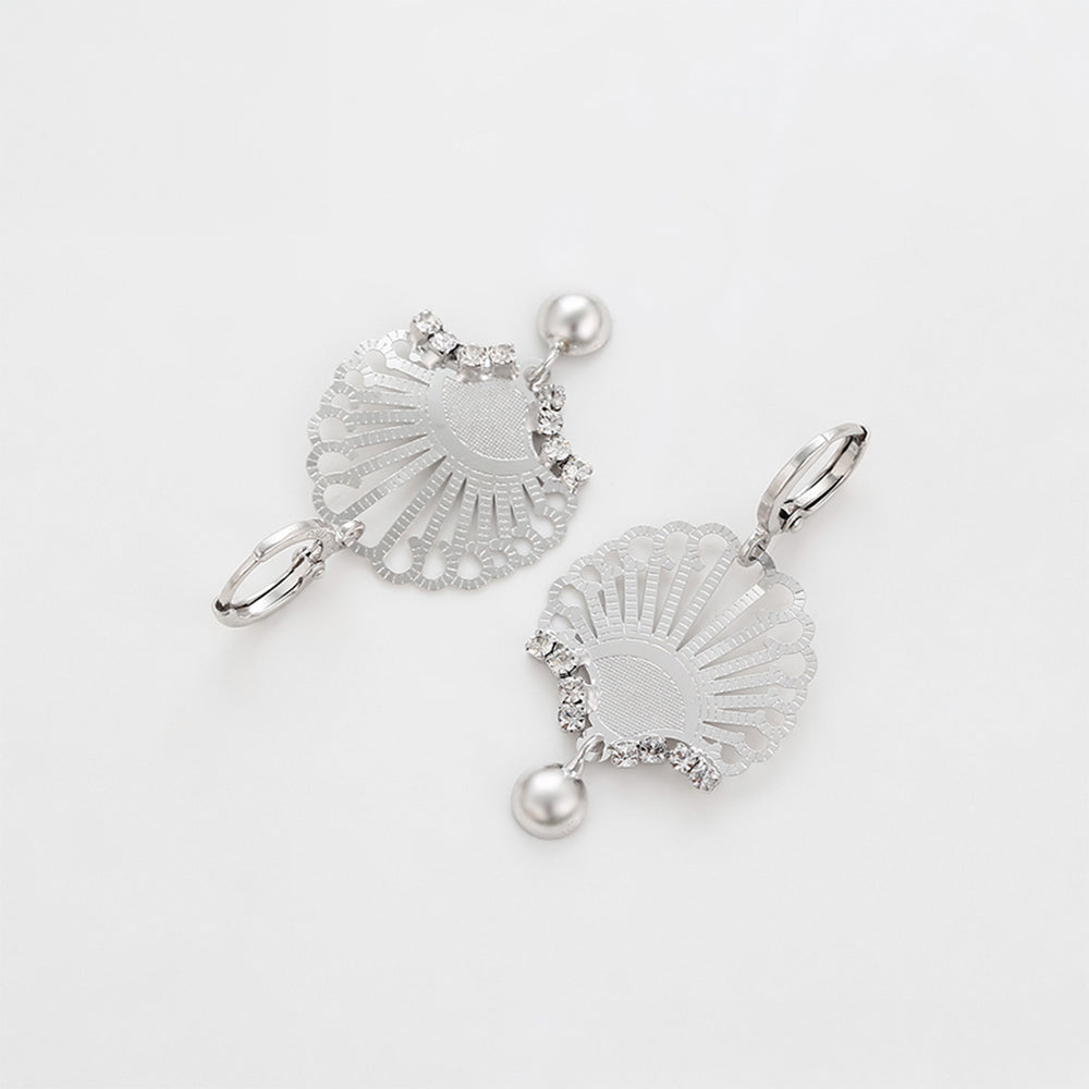 Conjunto de Aleación Bañado en Oro con Cristal Emporia® Blanco ( Pendientes +Colgante )