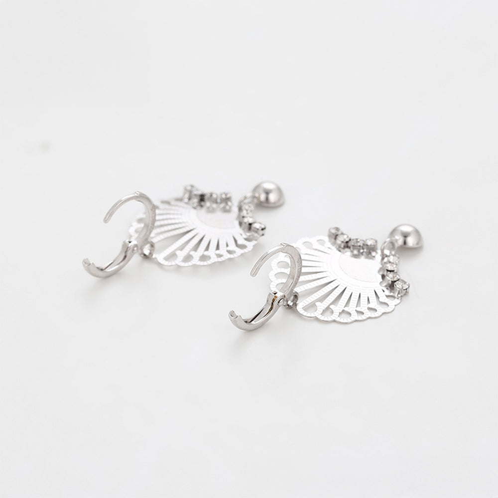 Conjunto de Aleación Bañado en Oro con Cristal Emporia® Blanco ( Pendientes +Colgante ) 12 