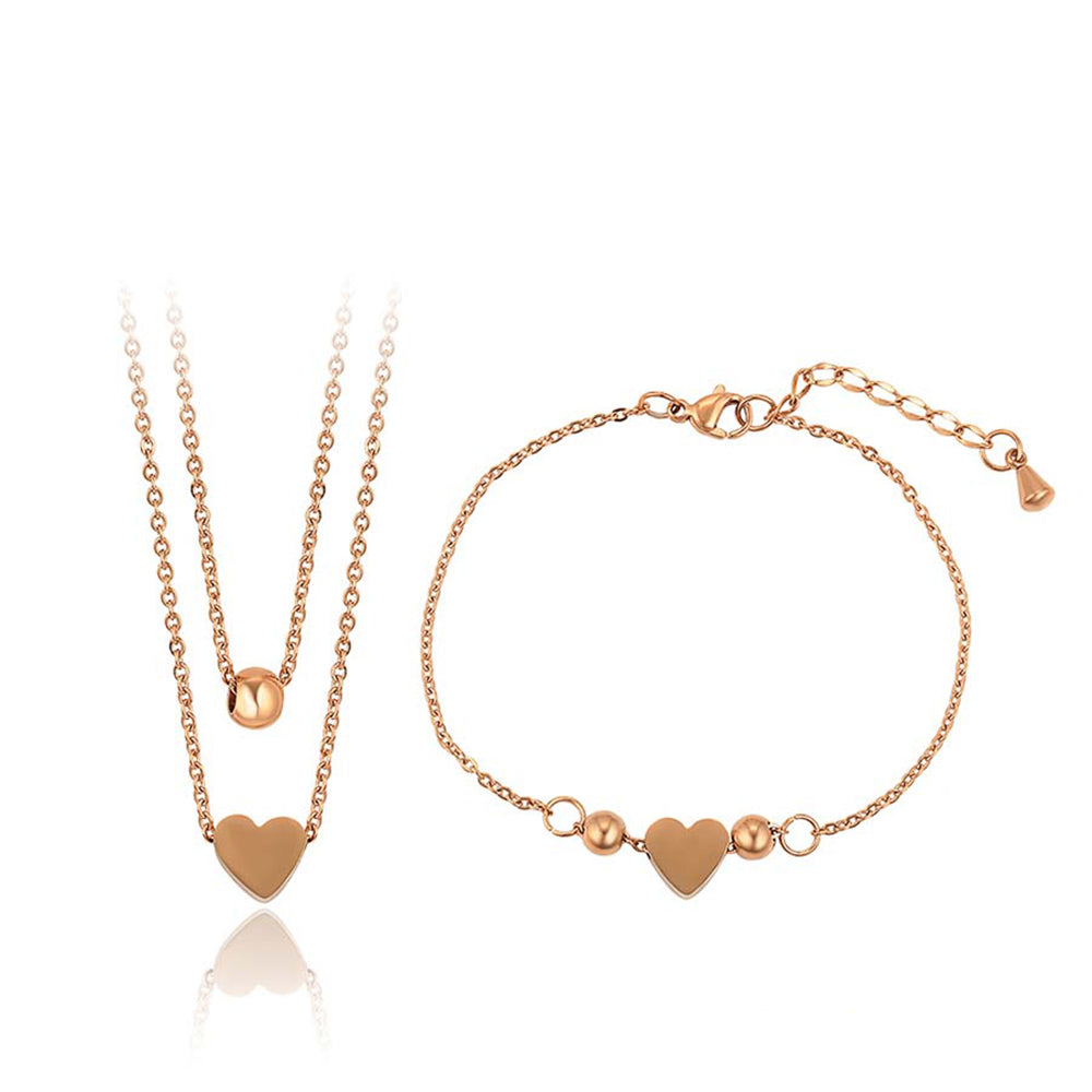 Conjunto de Aleación Bañado en Oro ( Collar +Pulsera )