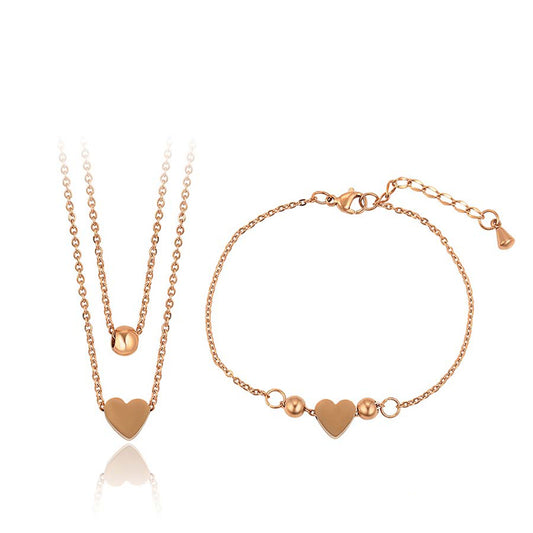 Conjunto de Aleación Bañado en Oro ( Collar +Pulsera )