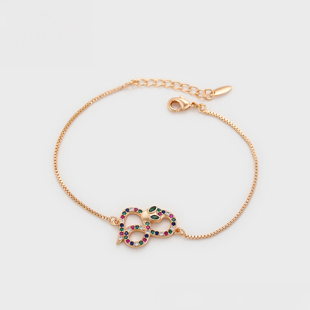 Pulsera de Aleación Bañado en Oro con Cristal Emporia® Rojo y Cristal Emporia® Verde 3 