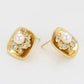 Pendientes de Aleación Bañado en Oro con Perla de cristal y Cristal Emporia® Blanco