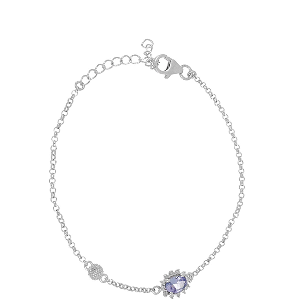 Pulsera de Plata con Tanzanita y Diamante blanco