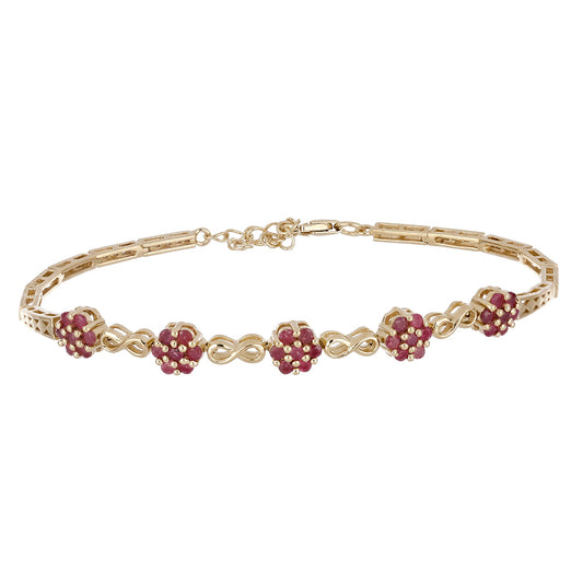 Pulsera de Plata Bañada en Oro con Rubí de Madagascar