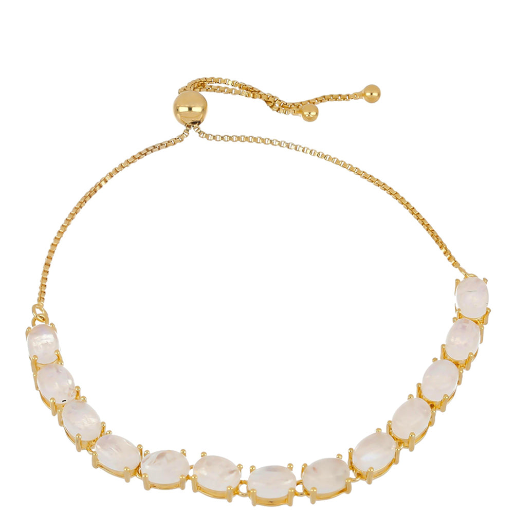 Pulsera de Plata Bañada en Oro con Piedra Lunar Arco Iris del Condado de Grant