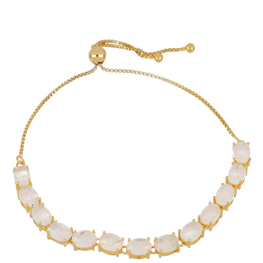 Pulsera de Plata Bañada en Oro con Piedra Lunar Arco Iris del Condado de Grant