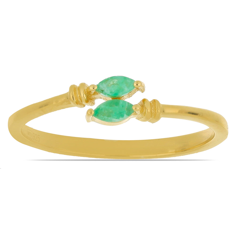 Anillo de Plata Bañada en Oro con Esmeralda de Brasil 2 