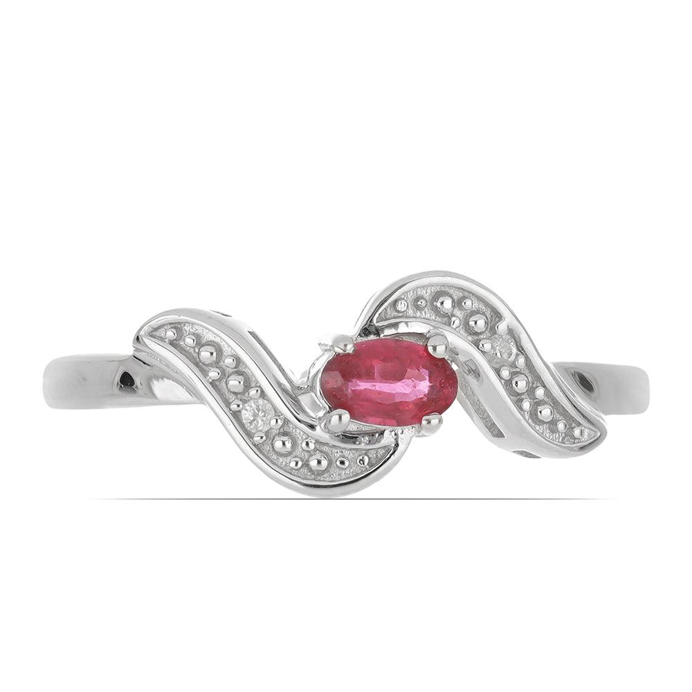 Anillo de Plata con Rubí de Madagascar y Topacio Blanco 1 