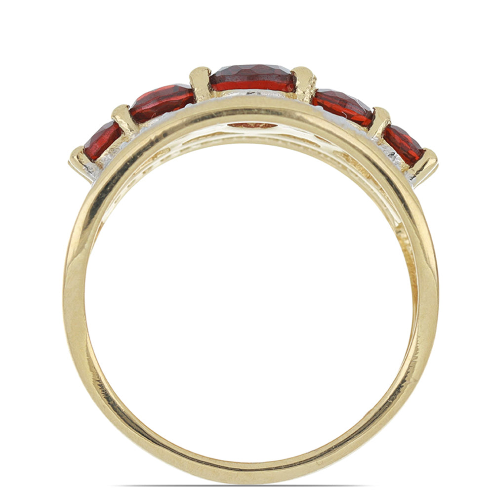 Anillo de Plata Bañada en Oro con Granate Barton y Topacio Blanco 3 