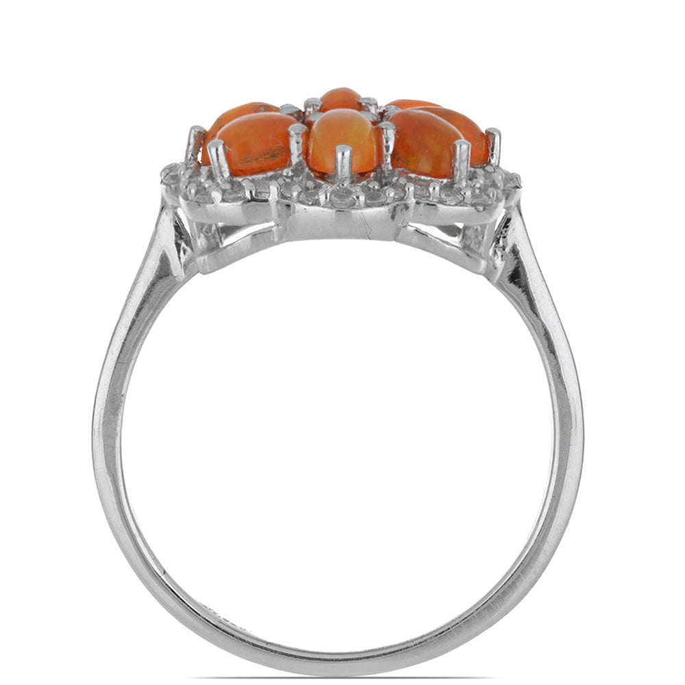 Anillo de Plata con Ópalo Naranja de Lega Dembi y Topacio Blanco 2 